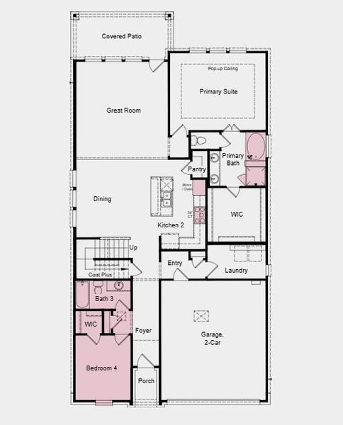 Additional Highlights Include: 12" pop-up ceiling at primary suite, gourmet kitchen, slide-in tub at primary bath, bed 4 and bath 3 in place of flex room and powder room, media room, handrails in place of half walls, gas line at patio, water softener loop pre-plumb, shower with pan in place of tub at bath 3, blinds in rear full lite door, built-in stainless steel GE appliances, blinds in full lite rear door, Zire pendant lights over kitchen island in matte black, cabinet upgrades, Quartz countertop upgrades, luxury vinyl plank flooring upgrades, wall & floor tile upgrades, Gibson faucet & fixtures in all baths, iron overlay Mahogony front door with reeded glass, Solstice lever door hardware in matte black, and Century front door handle set in matte black.