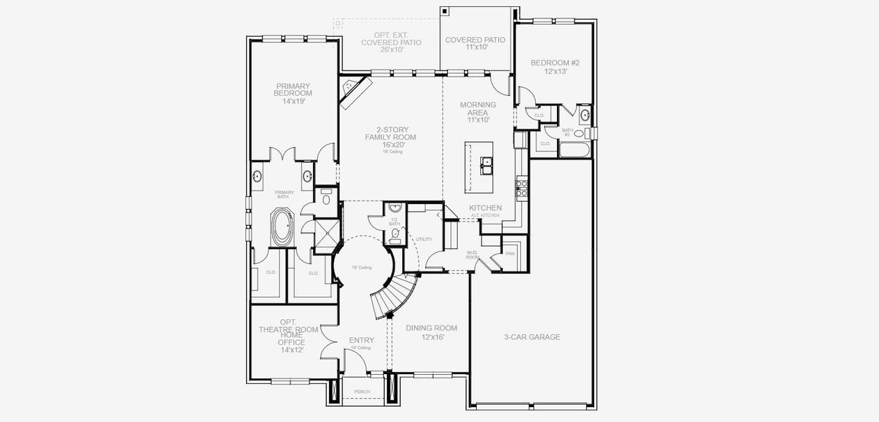 2D floor plan layout for the 3791W by Perry Homes in Sweetgrass 80', Haslet, TX (Image 5).