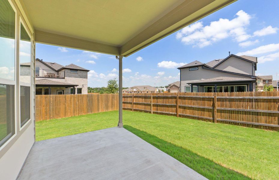Exterior details and patio area of a home in Crosswinds, Kyle (Image 3).