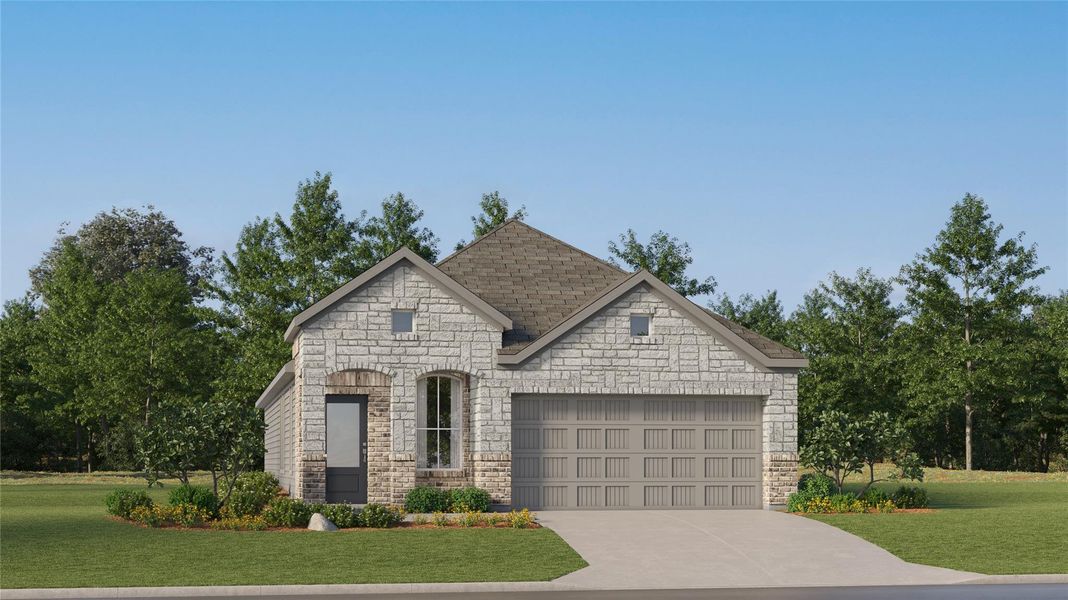 Front exterior of a new home in Elm Creek, Elgin, TX, highlighting curb appeal (Image 19).