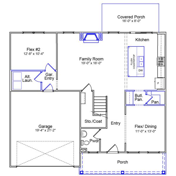 2D floor plan layout of this home in Foxhall Landing, Easley, SC (Image 5).