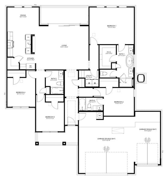 2D floor plan layout of this home in Rosenthal Estates, Lorena, TX (Image 3).