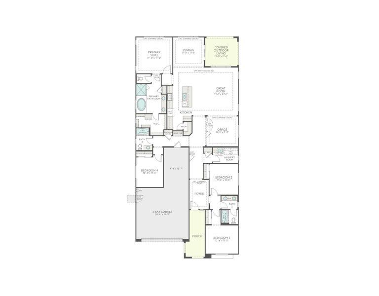 2D floor plan layout for the Rosemary Plan 40-2 by Tri Pointe Homes in Waterston Central, Gilbert, AZ (Image 4). 2D floor plan layout for the Rosemary Plan 40-2 by Tri Pointe Homes in Waterston Central, Gilbert, AZ (Image 4).