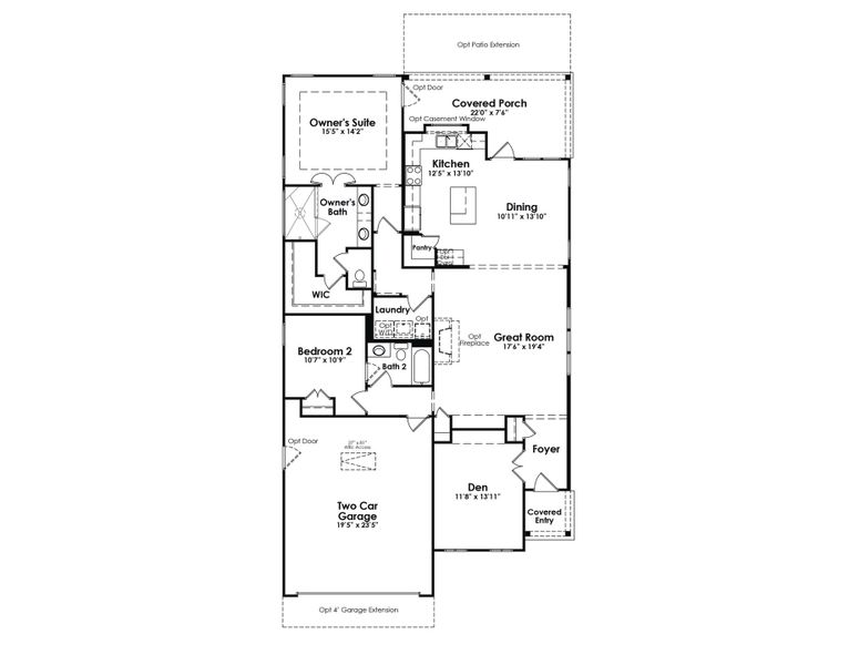 2D floor plan layout for the Dogwood by Kolter Homes in The Ponds, Summerville, SC (Image 2). 2D floor plan layout for the Dogwood by Kolter Homes in The Ponds, Summerville, SC (Image 2).