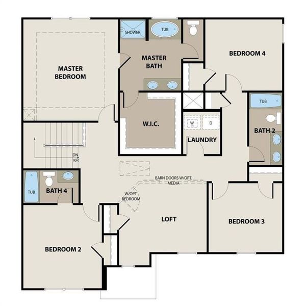 2D floor plan layout of this home in The Fairways at Mirror Lake, Villa Rica, GA (Image 5).