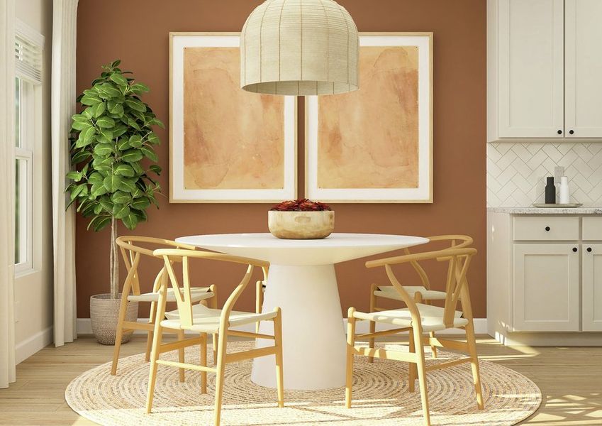 Cozy dining area off the kitchen. Cozy dining area off the kitchen.