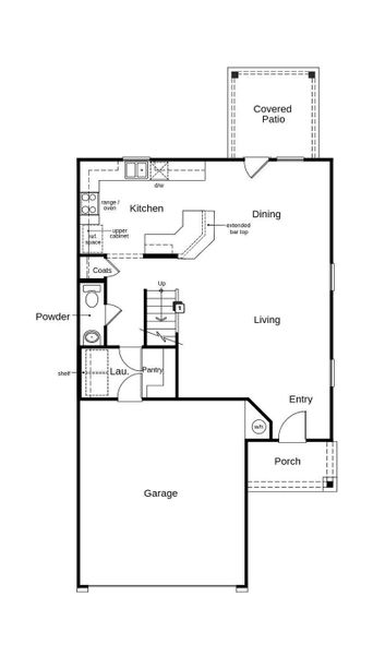 2D floor plan layout of this home in Creekside at Estancia, Austin, TX (Image 6).