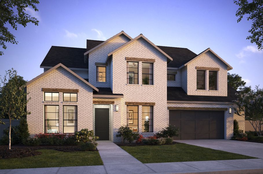 Representative exterior photo of a completed home built from the Madison II by Southgate Homes in Windsong Ranch 71' Series, Prosper, TX (Image 22). Representative exterior photo of a completed home built from the Madison II by Southgate Homes in Windsong Ranch 71' Series, Prosper, TX (Image 22).