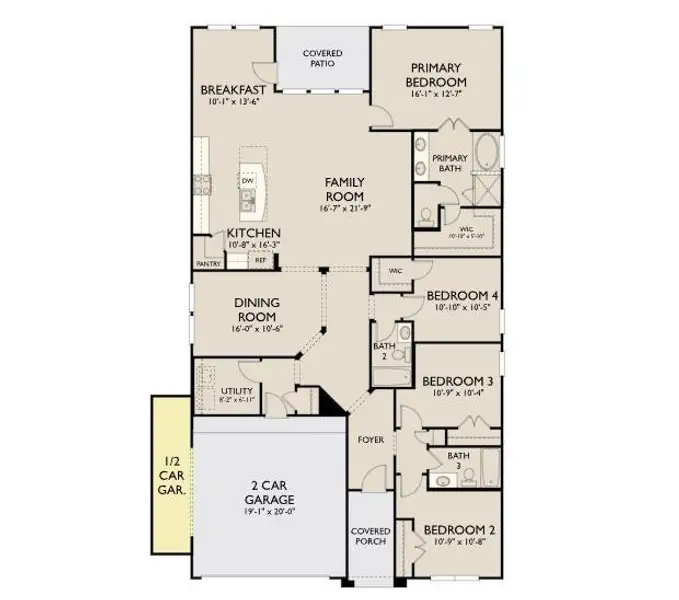 2D floor plan layout of this home in Westland Ranch, League City, TX (Image 3).