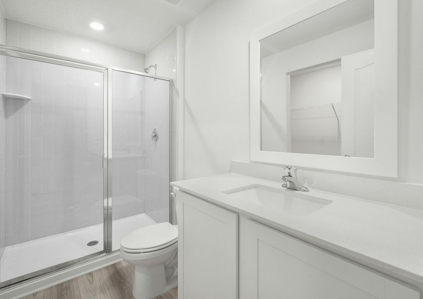The master bathroom has a nice walk-in shower. The master bathroom has a nice walk-in shower.