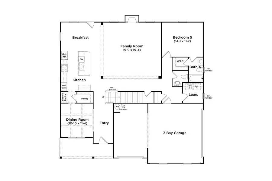 2D floor plan layout for the Rosemary II by DRB Homes in Northcroft, Loganville, GA (Image 3).
