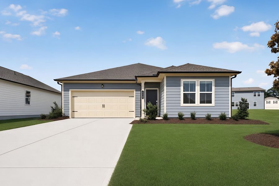 Front exterior of a new home in Emerald Oaks, Warner Robins, GA, highlighting curb appeal (Image 1). Front exterior of a new home in Emerald Oaks, Warner Robins, GA, highlighting curb appeal (Image 1).
