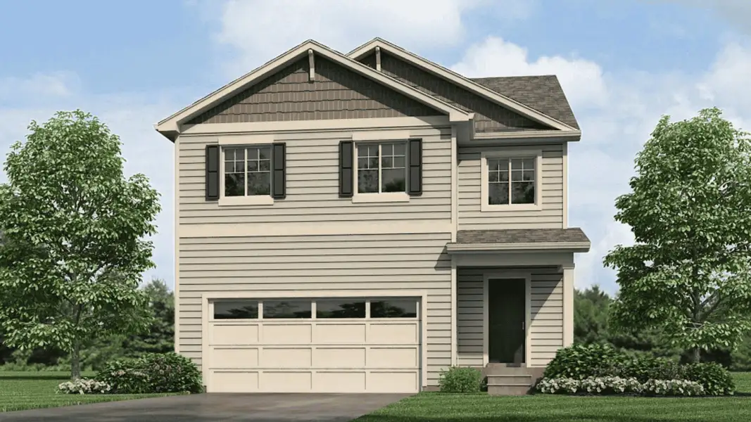 Front exterior of a new home in Sky Ranch, Watkins, CO, highlighting curb appeal (Image 2). Front exterior of a new home in Sky Ranch, Watkins, CO, highlighting curb appeal (Image 2).