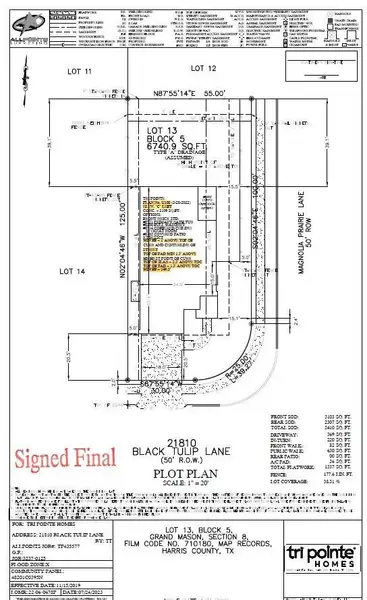2D floor plan layout of this home in The Cove at Mason Woods, Cypress, TX (Image 3).
