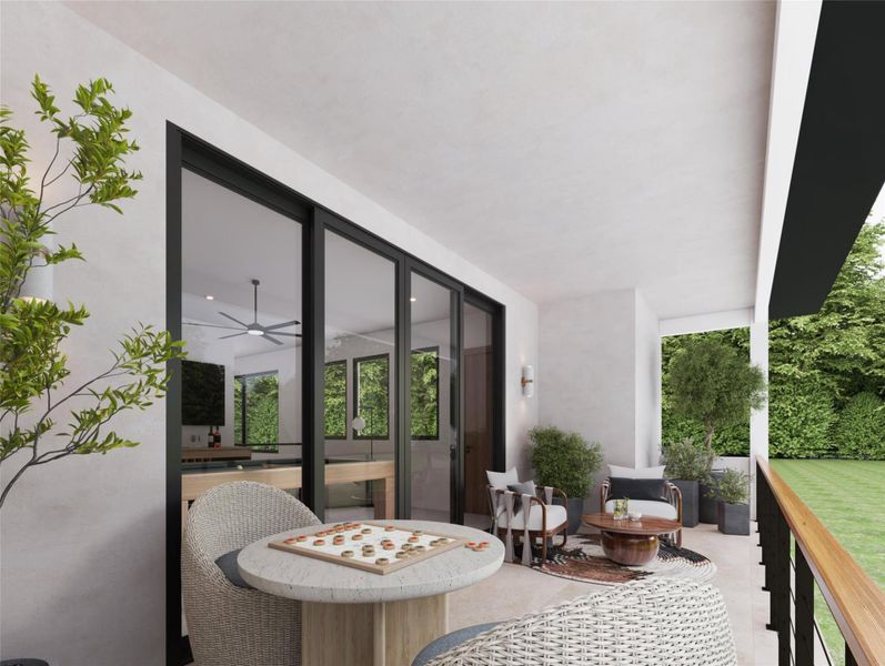 View of patio / terrace featuring ceiling fan View of patio / terrace featuring ceiling fan