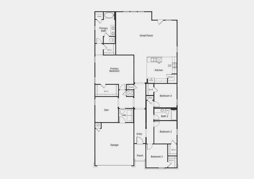 2D floor plan layout for the Plan 2382 by KB Home in Saddlebrook Preserve, Beasley, TX (Image 3).