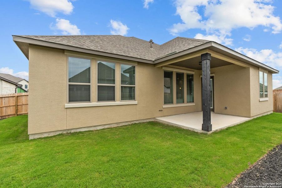 Front exterior of a new home in Legacy at Lake Dunlap, New Braunfels, TX, highlighting curb appeal (Image 1).
