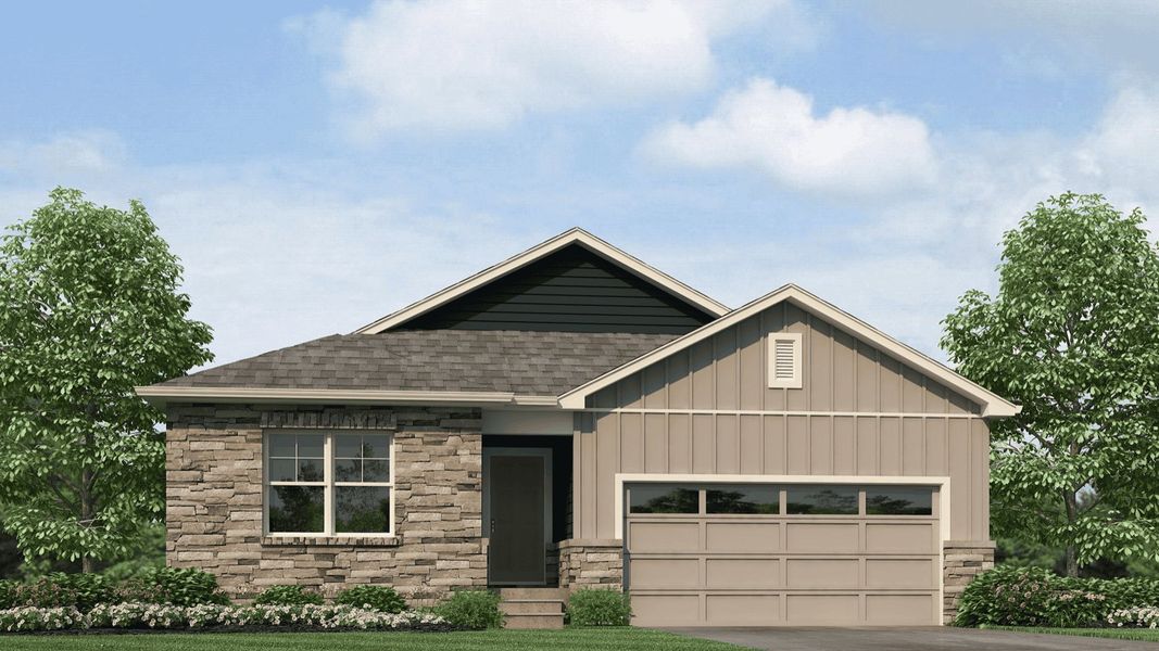 Representative exterior photo of a completed home built from the Newcastle by D.R. Horton in Westgate, Greeley, CO (Image 18).