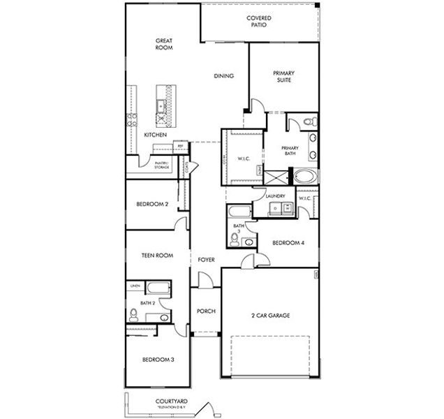 2D floor plan layout for the Lark by Meritage Homes in Meritage Homes by Teravalis - Reserve Series, Buckeye, AZ (Image 5). 2D floor plan layout for the Lark by Meritage Homes in Meritage Homes by Teravalis - Reserve Series, Buckeye, AZ (Image 5).