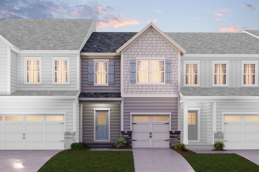 Representative exterior photo of a completed home built from the Harper by Beazer Homes in Friendship Village Townes, Apex, NC (Image 2). Representative exterior photo of a completed home built from the Harper by Beazer Homes in Friendship Village Townes, Apex, NC (Image 2).