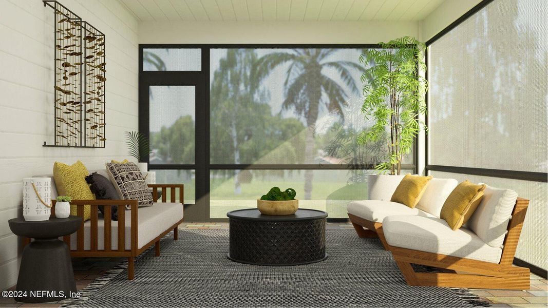 Exterior details and patio area of a home in Silver Falls Single Family at SilverLeaf, St. Augustine (Image 19).