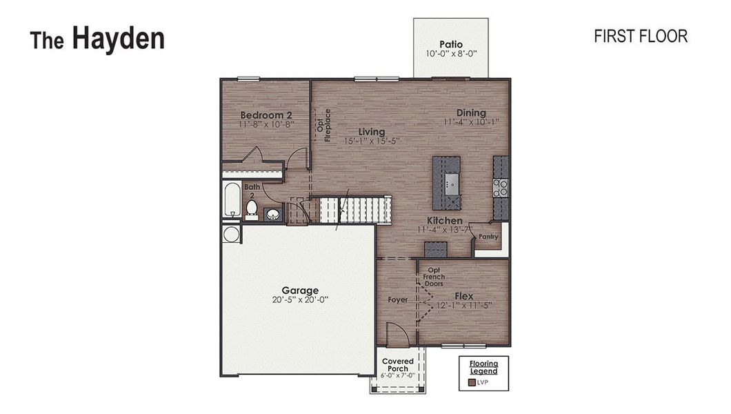 2D floor plan layout of this home in Sidbury Station, Castle Hayne, NC (Image 6).