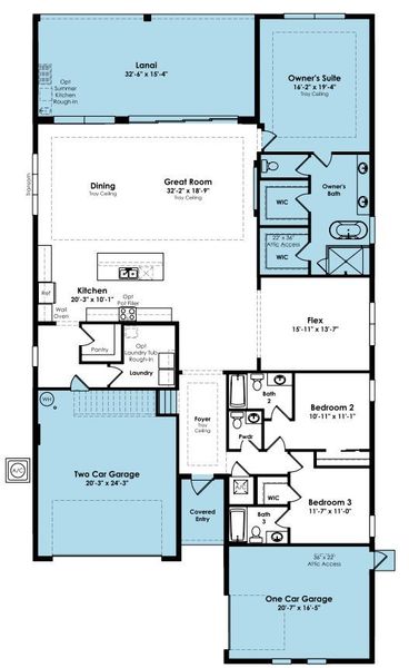 2D floor plan layout of this home in Esprit at Avenir, West Palm Beach, FL (Image 5).