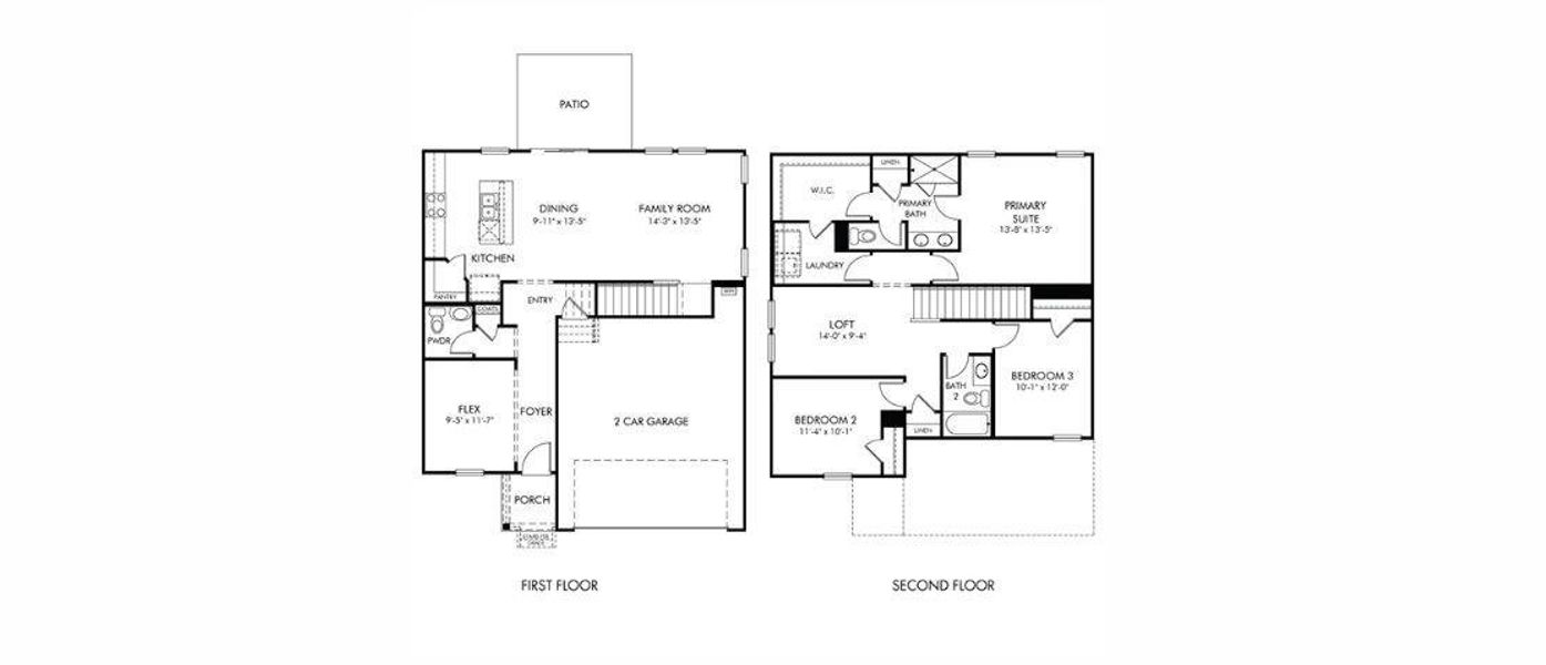 2D floor plan layout of this home in Harper Landing, Stanley, NC (Image 2).