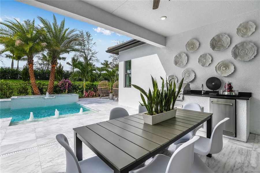 Exterior details and patio area of a home in Cresswind Lakewood Ranch, Lakewood Ranch (Image 3).