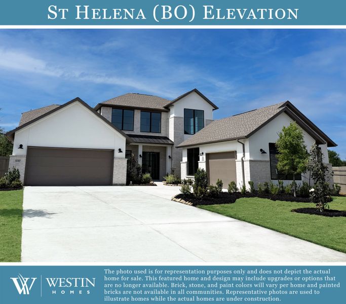 Representative exterior photo of a completed home built from the The St. Helena by Westin Homes in ARTAVIA® - 65' Art Collection, Conroe, TX (Image 12). Representative exterior photo of a completed home built from the The St. Helena by Westin Homes in ARTAVIA® - 65' Art Collection, Conroe, TX (Image 12).