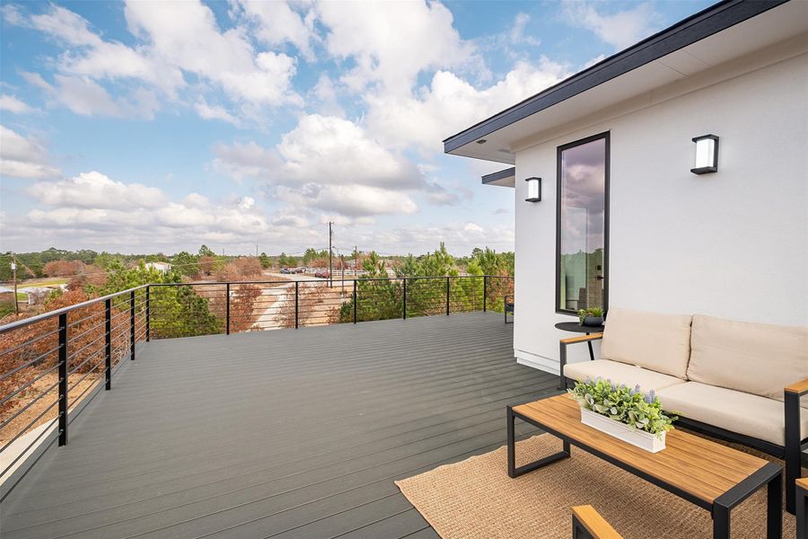 Wooden terrace featuring outdoor lounge area