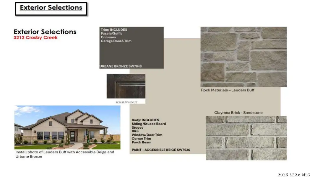 Sample of building materials used in homes in Homestead, Schertz (Image 4).