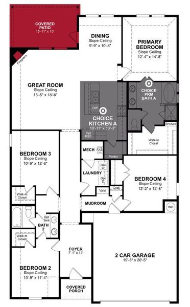 2D floor plan layout of this home in The Villages of Hurricane Creek, Anna, TX (Image 4).