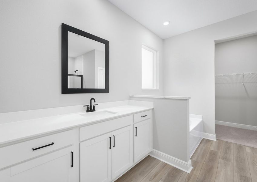The master bathroom features a large vanity The master bathroom features a large vanity