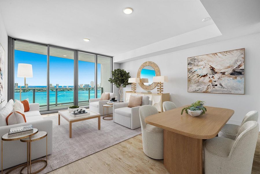 Virtually staged living room