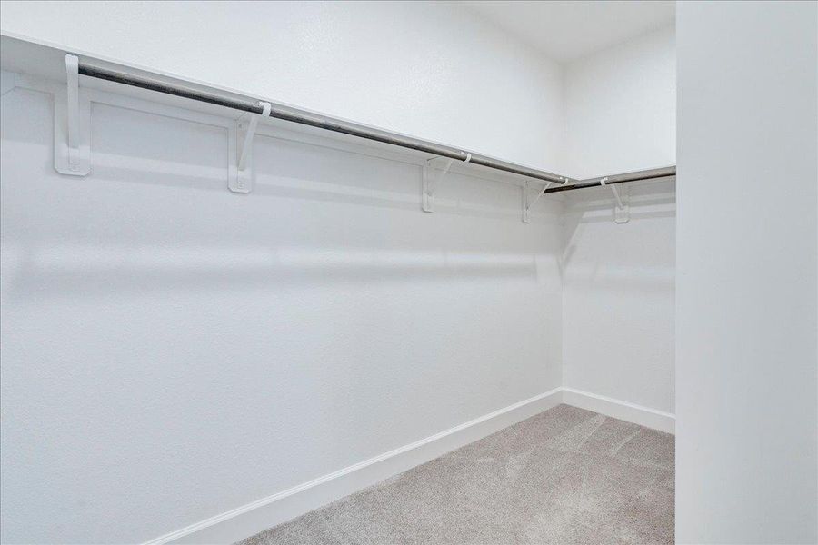 The property features a walk-in closet with light gray carpeting and white walls
