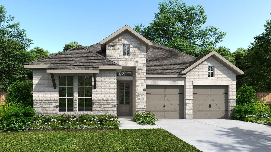 Representative exterior photo of a completed home built from the 2443H by Perry Homes in Santa Rita Ranch Tierra Rosa, Liberty Hill, TX (Image 3).