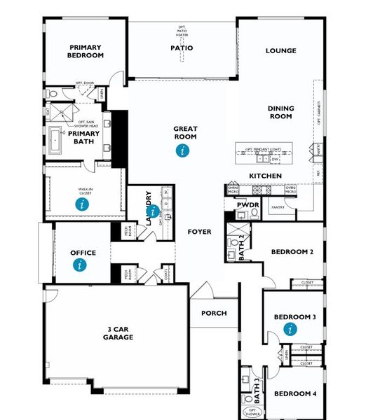 2D floor plan layout for the Plan 6003 by Shea Homes in Symmetry at Magnolia, Chandler, AZ (Image 1).