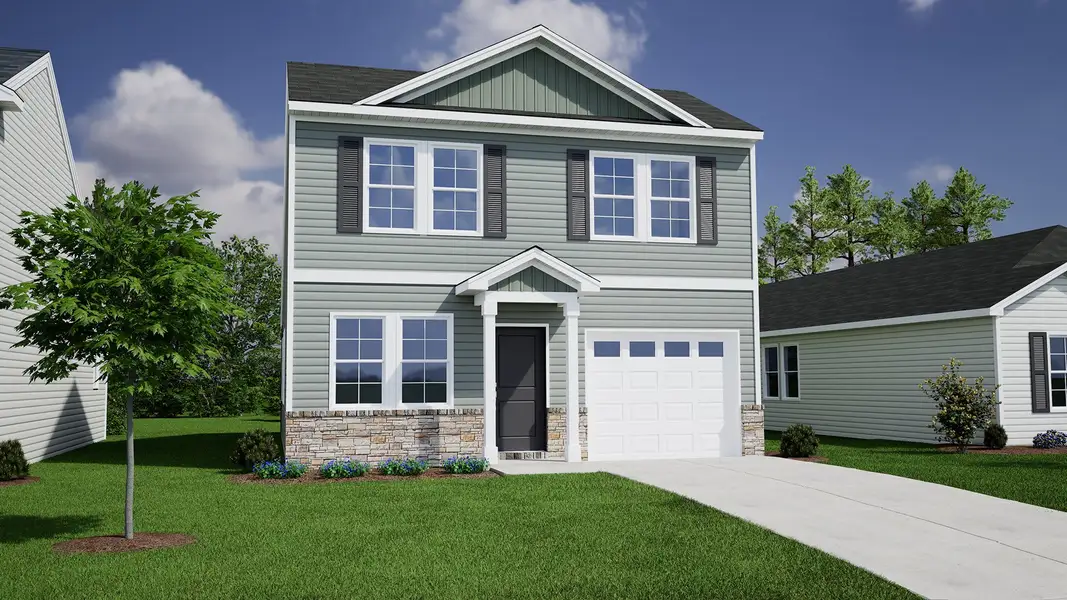 Representative exterior photo of a completed home built from the Atkinson - Genesis Value Collection by Mungo Homes in Evergreen, Spartanburg, SC (Image 3).
