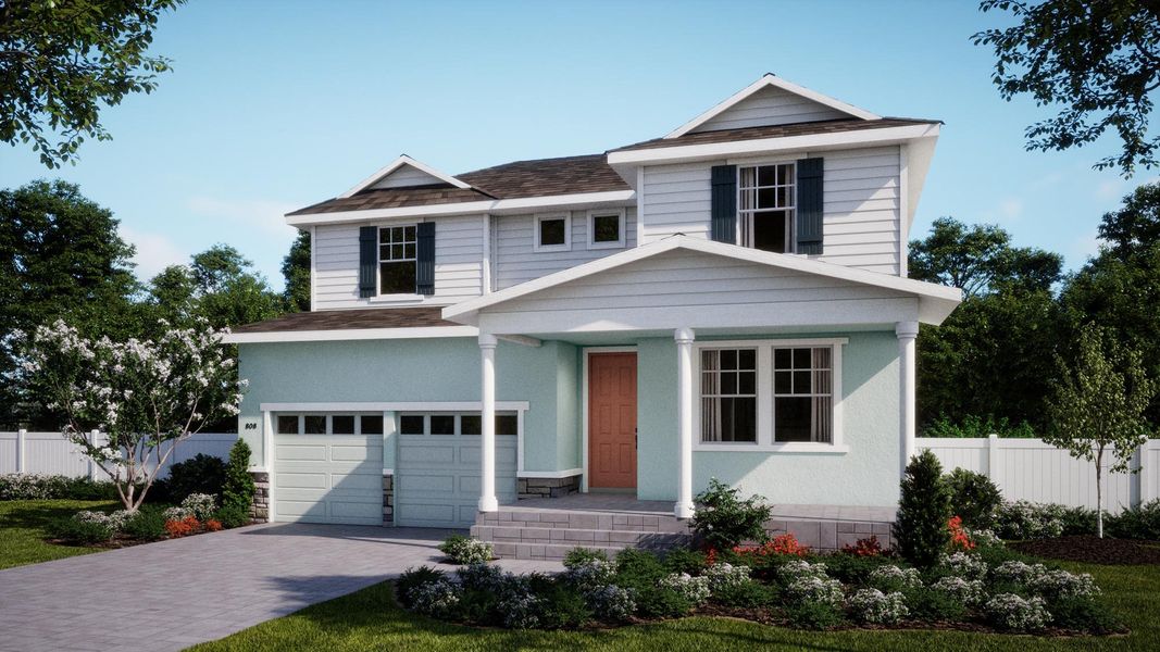 Representative exterior photo of a completed home built from the Maple by Risewell Homes in Cypress Bluff, Groveland, FL (Image 2). Representative exterior photo of a completed home built from the Maple by Risewell Homes in Cypress Bluff, Groveland, FL (Image 2).
