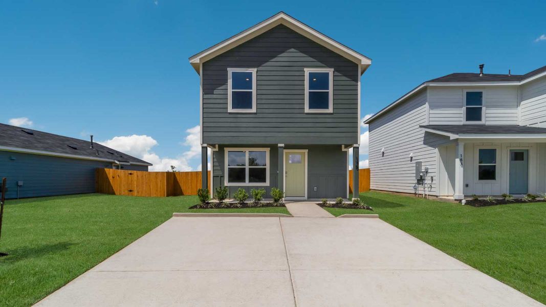 Representative exterior photo of a completed home built from the The Lilly by D.R. Horton in Marigold, Kyle, TX (Image 2). Representative exterior photo of a completed home built from the The Lilly by D.R. Horton in Marigold, Kyle, TX (Image 2).