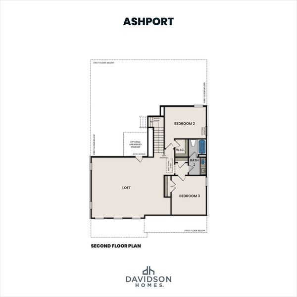 2D floor plan layout for the The Ashport G by Davidson Homes LLC in Windgate, Mooresville, NC (Image 3).