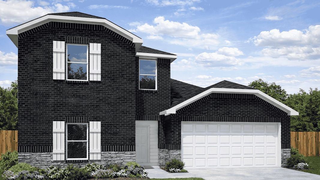 Representative exterior photo of a completed home built from the Midland by D.R. Horton in Lake Conroe Cove, Willis, TX (Image 2). Representative exterior photo of a completed home built from the Midland by D.R. Horton in Lake Conroe Cove, Willis, TX (Image 2).