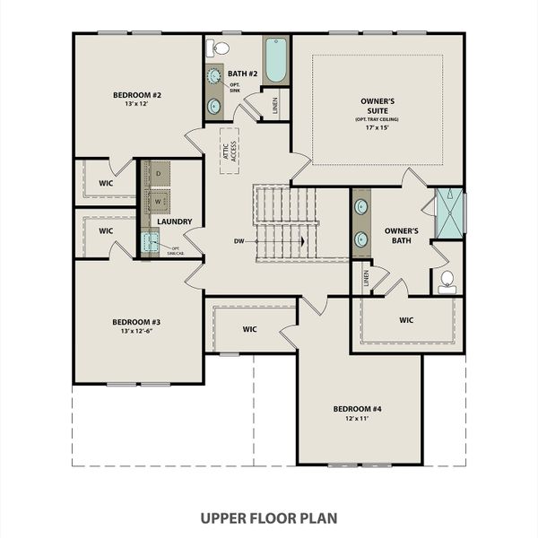 2D floor plan layout for the The Willow by Davidson Homes LLC in Woods Crossing, Gallatin, TN (Image 4). 2D floor plan layout for the The Willow by Davidson Homes LLC in Woods Crossing, Gallatin, TN (Image 4).