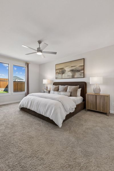 Primary Suite in a Sunset Ranch Winters Model Home in Gunter TX by Trophy Signature Homes