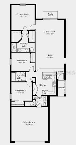 2D floor plan layout of this home in Palm Wind, Hudson, FL (Image 2).
