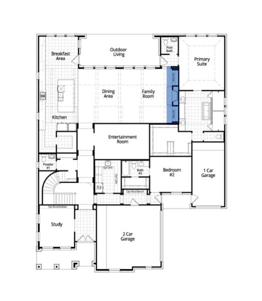 2D floor plan layout for the Varese Plan by Highland Homes in The Parks at Wilson Creek: 74ft. lots, Celina, TX (Image 23). 2D floor plan layout for the Varese Plan by Highland Homes in The Parks at Wilson Creek: 74ft. lots, Celina, TX (Image 23).