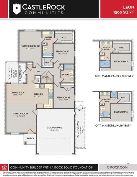 2D floor plan layout for the Leon by CastleRock Communities in Mesa Vista, San Antonio, TX (Image 3).