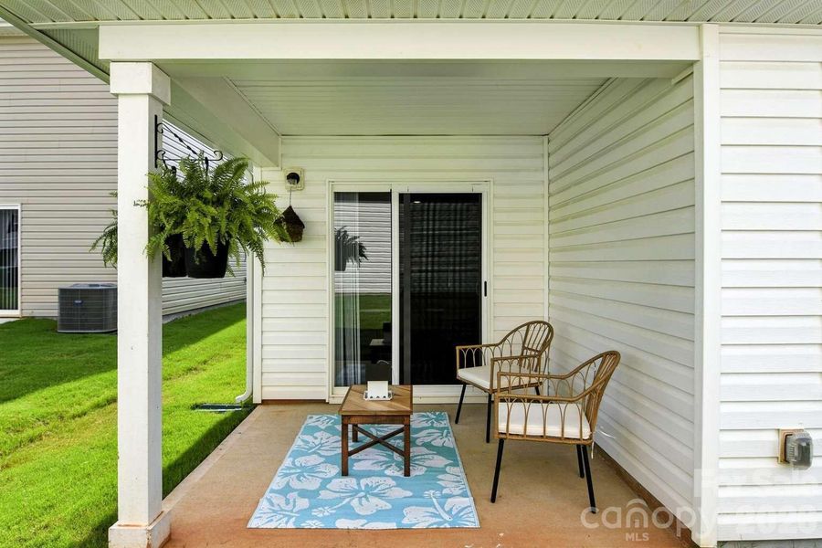 Exterior details and patio area of a home in Trivium, Newton (Image 22).