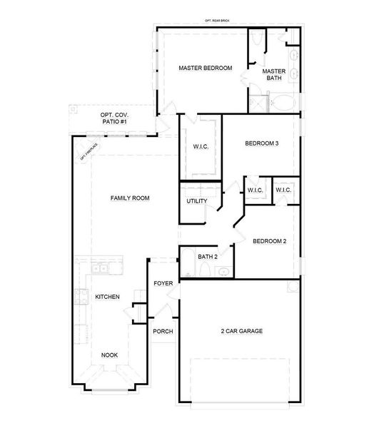 2D floor plan layout for the Concept 1638 by Landsea Homes in Summer Crest, Fort Worth, TX (Image 3).